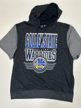 Men's XXL NBA Short-sleeve pull over hoodie; Goldenstate Warriors; Cotton/Poly